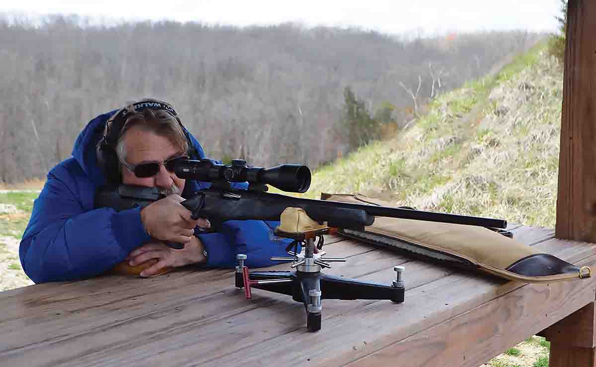 Terry shooting a Bergara .308 Winchester fitted with an AG Composites’s Adjustable Chalk Branch stock. The scope is a Meopta MeoSport R 3-15x 50mm RD SFP.